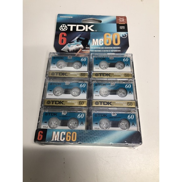 TDK MC60 6‎ Pack  Blank Microcassettes NEW - Picture 1 of 6